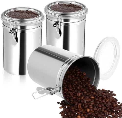 EupHHonycs 2 Pack Stainless Steel Canister Set Kitchen Airtight 62 oz Container Sets with Lids and Clamp Metal Containers for Coffee Sugar Flour Tea Spice