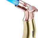 Torch Lighter, Adjustable 4 Jet Flame Refillable Butane Fuel Lighter Windproof Mini Butane Torch Lighter for Grill BBQ Gas Fireplace Fire Camping (Butane Gas Not Included) (Golden)