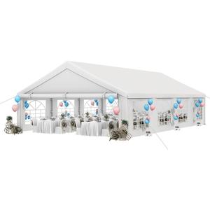 YITAHOME 20x30FT Party Tent Heavy Duty Wedding Event Shelters PVC Upgraded Galvanized Canopy with Large Roof Removable Sidewalls Commercial Party Tent, White