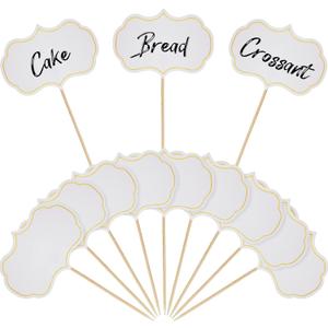 50 Pieces Cheese Markers for Charcuterie Board Buffet Labels Food Tags Blank Toothpick Flags Appetizer Signs Chalkboard Cupcake Toppers Picks for Wedding Birthday Party Decorations (White)