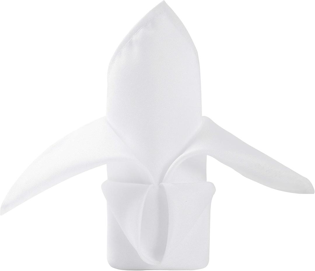 50pcs Polyester Cloth Napkins - 20 x 20 inch White Dinner Washable Napkins with Hemmed Edges for Restaurant/Wedding/Hotel(50,White)