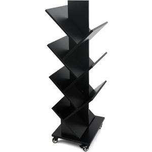 Homaterial 360Rotating Tree Bookshelf - 7 Tier Space Saving Bookshelf, Corner Shelf for Small Spaces Black
