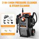 This Hill 2-in-1 Pressure Washer and Steam Cleaner, 3000 PSI 2 GPM | Electric Power Washer, 1500W High Pressure Steam Cleaner for Car Detailing, Tile Grout, Patio, Furniture, Engine Bay