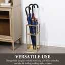Umbrella Stand,Umbrella Holder for Entryway,20 Inch Tall Modern Brass Tone Metal Geometric Freestanding Entryway Umbrella Rack or Cane Holder with Shelf for Small Umbrellas and Bottom Drip Tray, 7.8
