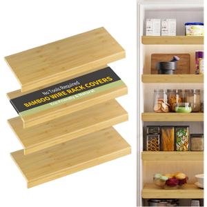 Wire Shelf Covers, Bamboo Wire Rack Covers for Pantry, ClosetKitchen (4pcs, 36" W x 16" D, Natural)