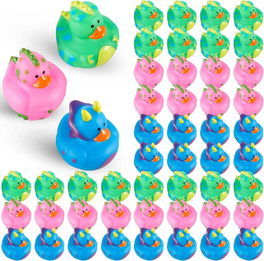 Deekin Rubber Ducks 2 Inch Animal Party Favors Small Rubber Ducks for Cruise Ships for Shower Birthday Gift Activity Theme Party(50 Pcs,Dinosaur)