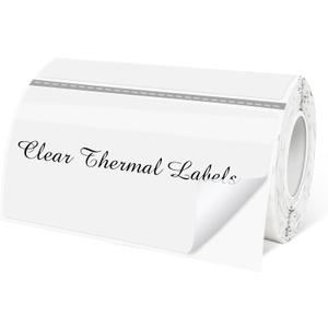 2" x 4" Transparent Thermal Label Stickers,Waterproof Thermal Printer Sticker Labels for Gift Wrapping, Self-Adhesive Name Price Tag DIY Custom Logo Design (250 pcs,Clear)