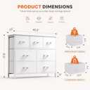 Sweetcrispy 7 Drawer Dresser for Bedroom Storage with Fabric Bins, White, 39.3"D x 11.8"W x 30.3"H