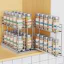 Pull Out Spice Rack Organizer for Cabinet, Slide Out Spice Racks, Easy to Install Spice Cabinet Organizers, 7.4" Wx10.43 Dx8.26 H, 3 Drawers 2 Tiers(Silver)