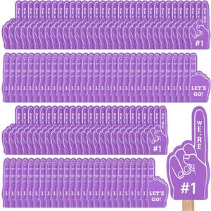 100 Pieces Mini Foam Finger Football Party Favors #1 Sports Fan Foam Finger Football Party Supply Basketball Baseball Soccer Sporting Events Supplies (Purple)
