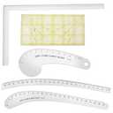 Fashion Sewing Ruler, Vary Form Curve Ruler, French Curves Measuring Cloth Design, Drawing Pattern, Aluminum (5-Pcs Set)
