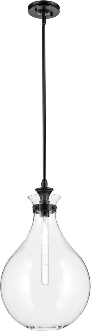 Kichler Laria Pendant Light, Clear Glass, Black
Traditional pendant light for kitchen islands and dining rooms (23.5" x 14"), 52777BKCLR