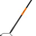Garden Rake for Lawn Heavy Duty, 14 Tines Metal Rake with Thick Fiberglass Handle, 58 Inches
