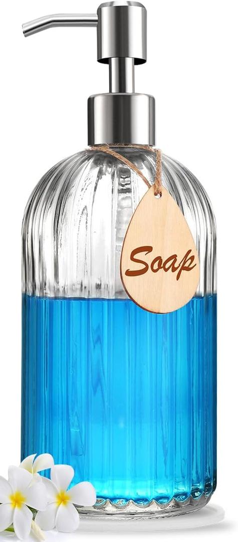 2025 Version Soap Dispenser with Silicone Pad Premium Quality Dish Soap Dispenser, Hand Soap Dispenser Rust Proof Stainless Steel Pump Ideal for Kitchen Dish Soap, Bathroom Soap