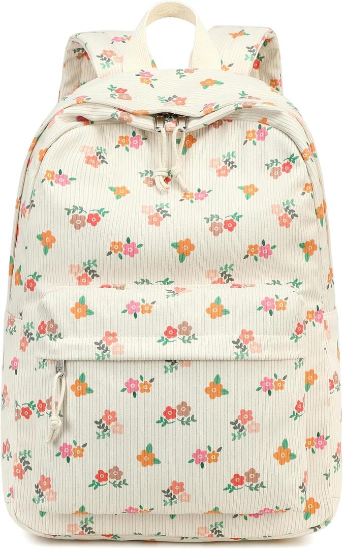 LEDAOU School Backpack for Teen Girls Elementary Middle School Bookbag Kids Backpacks Women Laptop Backpack Travel Daypack (Flowers With Red Pink Yellow)