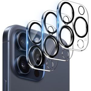 for [3 Pack] Camera Lens Protector for iPhone 15 Pro /15 Pro Max Ultra HD Tempered Glass Lens Protector, Anti Scratch, Strong Adhesion, Easy to Install, Case Friendly Camera Screen Cover