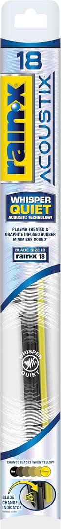 Rain-X Acoustix 18" Wiper Blades (Pack Of 1), Whisper Quiet Automotive Replacement Windshield Wipers, Plasma Treated & Graphite-infused Coating for Smooth Performance & Long-lasting Durability