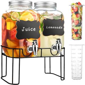 1 Gallon Glass Drink Dispensers For PartiesLemonade Beverage Dispenser With Stand And Spigot For BBQ, Picnic, Party,Laundry Detergent Dispenser