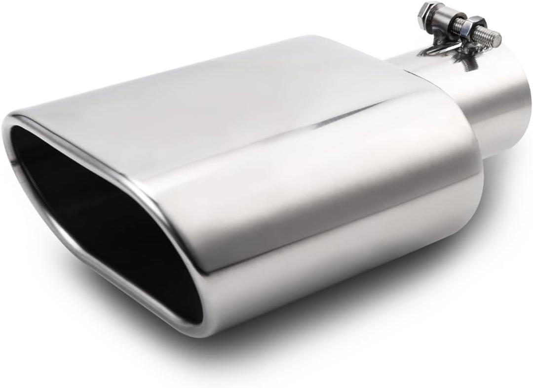 A-KARCK Rectangle Exhaust Tip 2.25" Inlet, Polished Square Exhaust Tailpipe Tip 3" x 5.5" Outlet 9.5" Long, Bolt on Design Easy Installation