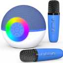 Mgaolo Mini Karaoke Machine for Kids Adults,Portable Bluetooth Speaker with 2 Wireless Microphones,Gift Toys with MP3 Player for Boys Girls 3-12 Year Old Birthday Family Home Party Present (Blue)