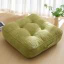 HIGOGOGO 6" Extra Thick Floor Pillow Cushion for Adults, Meditation Cushion Pillow, Large Square Floor Sitting, Tufted Corduroy Cover, for Tatami Living Room or Yoga, 22x22 Inch, Green
