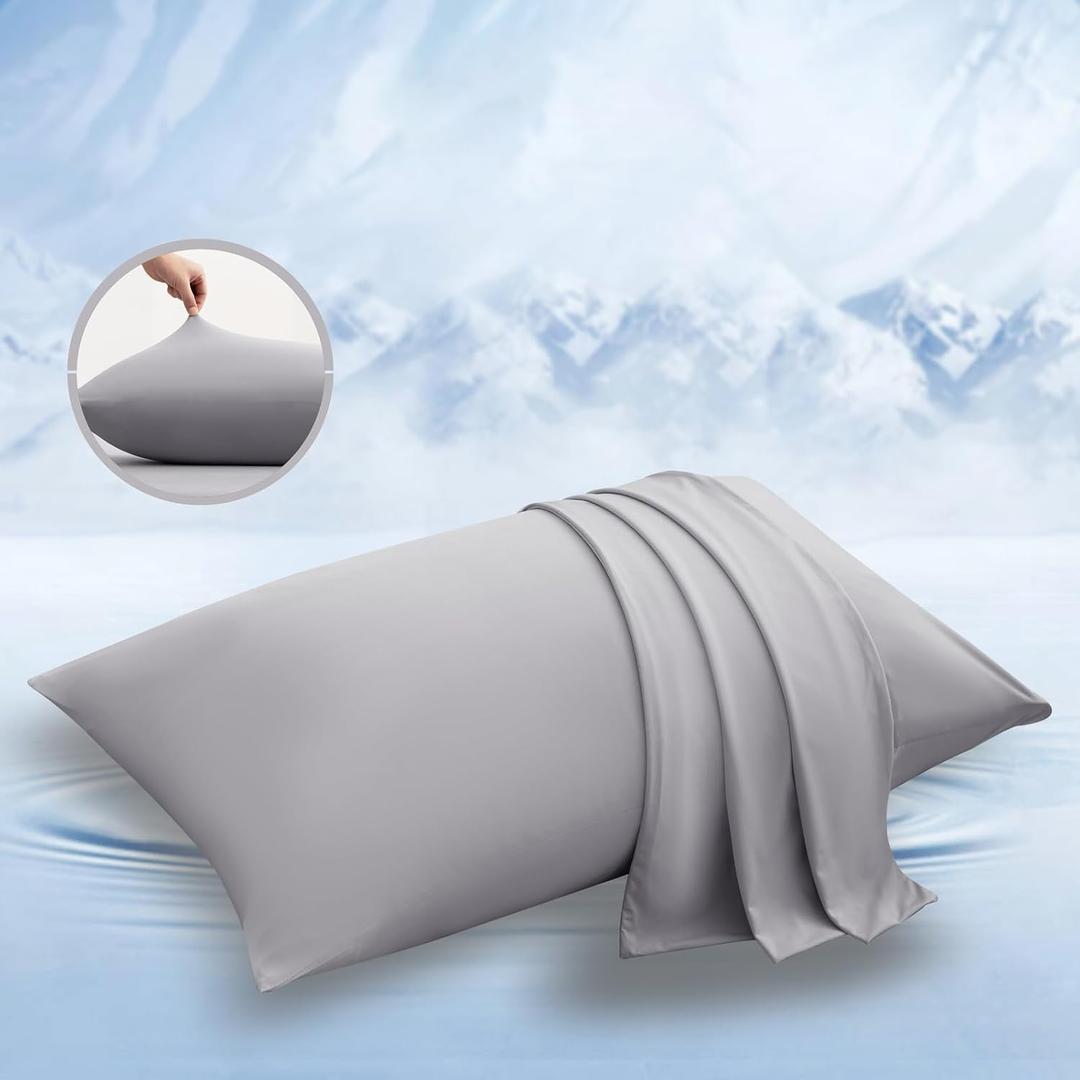 Cooling Pillow Cases for Hot Sleepers, Smoother Than Silk King Pillowcase, Standard Pillow Case with Envelope Closure, Breathable Standard Pillow Cases Set of 2, for Men Women Mom