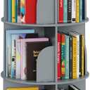 SpaceAid 3 Tier Rotating Bookshelf Tower, Spinning Bookcase Lazy Susan, Revolving 360 Book Shelf Storage Round Carousel, Vertical Rotate Turning Spiral Corner Organizer, Gray, 3 Tier, 37.8" H