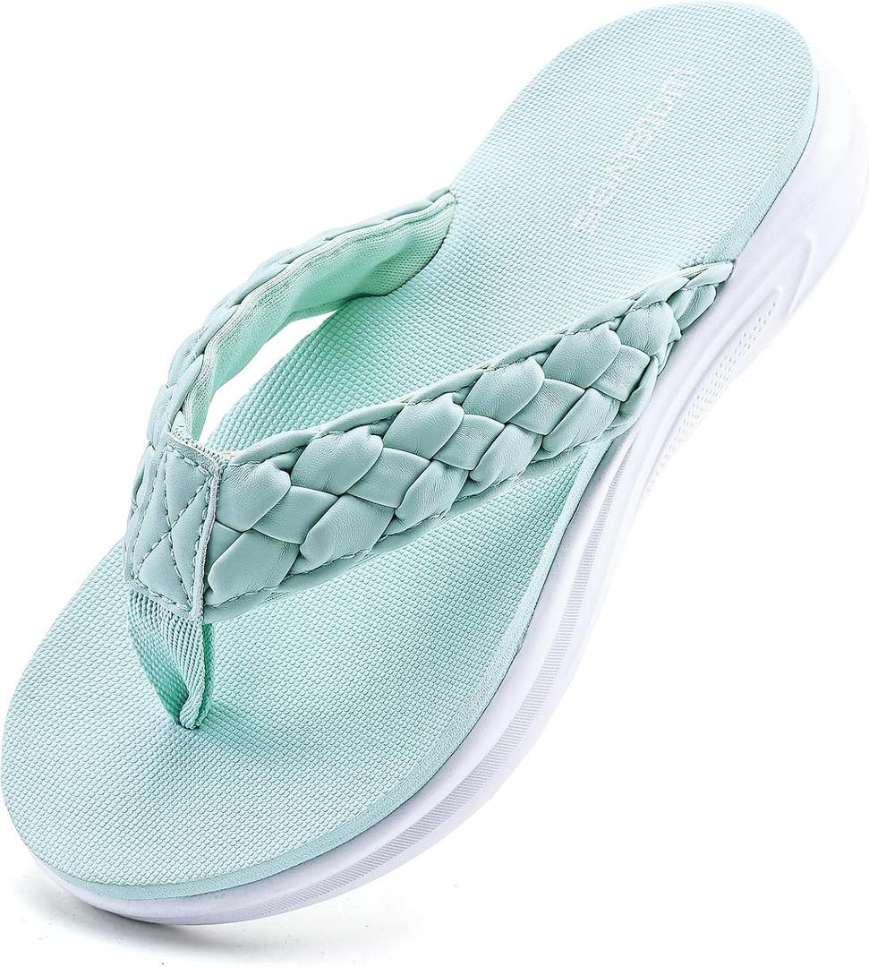 WateLves Girls Flip Flops Non-Slip Casual Thong Sandals Summer Sandal Shoes for Beach Swim Pool (Little Kid/Big Kid) (Light Mint Green)