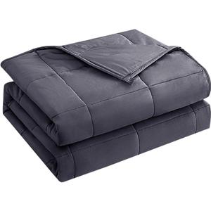 yescool Weighted Blanket for Adults (15 lbs, 48" x 72", Grey) Cooling Heavy Blanket for Sleeping Perfect for 140-160 lbs, Twin Size Breathable Blanket with Premium Glass Bead, Machine Washable