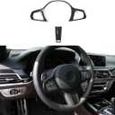 Real Carbon Fiber Steering Wheel Button Frame Cover Trim For BMW 3 4 5 7 8 Series G28 G20 G22 G30 G11 G14 X3 G01 X4 G02 X5 G05 X6 G06 X7 G07 Z4 G29 (Black)