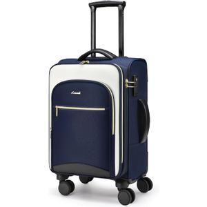 LOVEVOOK Carry On Luggage 22x14x9 Airline Approved, 20 Inch Softside Suitcases with Wheels, Lightweight Spinner Carry on Suitcase with TSA Lock, Water-Resistant Large Capacity Luggage for Travel (Black-White-Chestnut) LOVEVOOK Carry On Luggage 22x14x9 Airline Approved, 20 Inch Softside Suitcases with Wheels, Lightweight Spinner Carry on Suitcase with TSA Lock, Water-Resistant Large Capacity Luggage for Travel (Black-White-Chestnut)