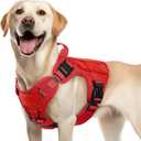 rabbitgoo Tactical Dog Harness Medium Sized, Heavy Duty Pet Harness with Handle, No-Pull Service Vest Medium Breed, Adjustable Military Dog Vest for Training Hunting Walking, Red, M