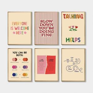 6pcs Mental Health Posters,Wall Art with Inspirational and Motivational Quotes - Ideal for Office Workers',Therapists',School Counselors' Offices and Home Study Rooms to Relieve Anxiety and Promote Positivity,Unframed.(8*10)