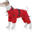FUAMEY Full Body Dog Coat,Warm Dog Fleece Jackets with Harness Built in Windproof Dogs Snowsuit Zip up Pet Four Legged Pets Jumpsuit Winter Outfit Cold Weather Coats for Small Dogs Red, S