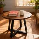 Round Metal Coffee Table Legs,16 Inch Black Iron Dining Table Base Only,Large Circle End Table Legs