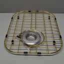 Universal Stainless Steel Sink Protector, Double Sink Bottom Grid Sink Rack with Rear Drain Hole for Kitchen Sink, 16 x13 Inches (Gold)