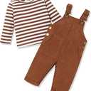 FoWear Newborn Boy Outfits 2Pcs costume Suspender Outfit Baby Boy Fall Winter Clothes 6-12 M