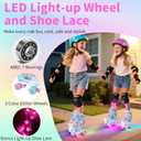 BELEEV Kids Roller Skates for Girls, 4-Size Adjustable Quad Skates with 8 Light-Up LED Wheels & Bonus Shoe Lace, Safe & Fun for Toddlers Children Beginners, Ideal Birthday (Small - Little Kid (j11-1 US), Cyan Pink)