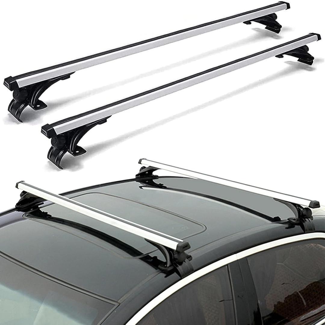 Universal Roof Rack Adjustable 48" Cross Bars, Upgraded Aluminum Alloy Car Roof Rack Carrier Holders Brackets, for Ski Luggage Rack Kayak Bike Canoe Snowboard Cargo Basket, 165LB/75KG Max Load