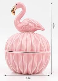 Kenning Ceramic Jewelry Box, Vintage Decorative Trinket Box with Lids Jewelry Gift Organizer for Earrings Rings(Flamingo)