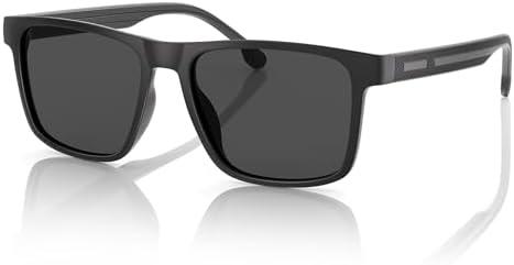 Gesruny Polarized Sunglasses for Mens Womens - Lightweight Matte Finish Sun Glasses,Line Patterned Sunglass, Black