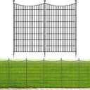 10 Panels No Dig Dog Fence Outdoor for Yard, 48 in(H) X 23.6 ft(L) Decorative Tall Garden Fence Animal Barrier, Rustproof Metal Wire Garden Edging and Borders, Temporary Fencing Stakes