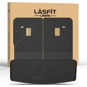 LASFIT Trunk Mat with Backrest Mat for GMC Acadia 2017-2023, All Weather TPE Custom Fit Cargo Mat Trunk Liner with Backrest Mat, Black