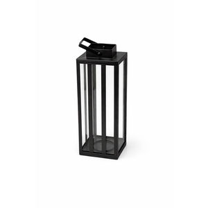 Stainless Steel Lantern 5.5 x 14 Inch Tall Metal Hanging Lanterns with Clear Glass Panels, Indoor & Outdoor Home Decor for Parties & Events - Black Finish