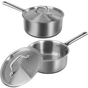 Rokasala Saucepan Set with Lids,3-Ply Stainless Steel Cookware 1.5QT,3QT and 5QT,Professional Grade Cookware,Induction Compatible