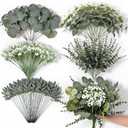 140 Pcs Mixed Eucalyptus Stems, 5 Kinds Artificial Greenery Stems Bulk, Fake Silver Dollar Eucalyptus Leaves Artificial Plants for Wedding Decor Vase Centerpieces DIY Bouquet Home