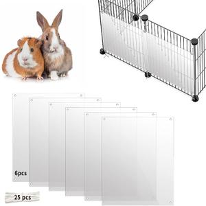 Oncpcare 6 Pack Rabbit Urine Guard for Cage, 10'' x 8.2'' Pet Liner Protection Splash Guard Guinea Pig Pee Shield Habitat Siding Small Animal Cage Accessories - Keep Litter in The Pen (Clear)