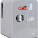 Diet Coke Mini Fridge - Refrigerator for Bedroom Skincare Office, Portable Table Top Beverage Cooler, 12V DC/220V ACRefrigerador For Drinks, Soda, Wine, Use In Car, Dorm, Outdoor, Patio, 6 Can [Energy Class A]