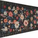 Floral XXL Large Mouse Pad with Stitched Edges, Anti-Slip Desk Mat for Keyboard and Mouse - Colorful Flower Pattern Office Decor, Home Computer Desk Pad Mat for Women, Ideal Desk Accessory (Black)