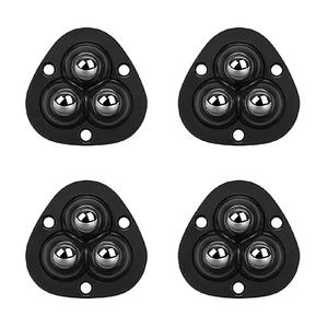 Self Adhesive Mini Caster Wheels for Small Appliances, 360°Rotation Swivel Stainless Steel Rollers for Furniture Storage Bins Trash Can (4 Pack, Black) Drcoevo